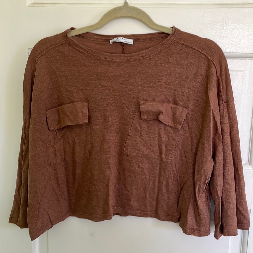 Zara Brown T-Shirt - Size Small